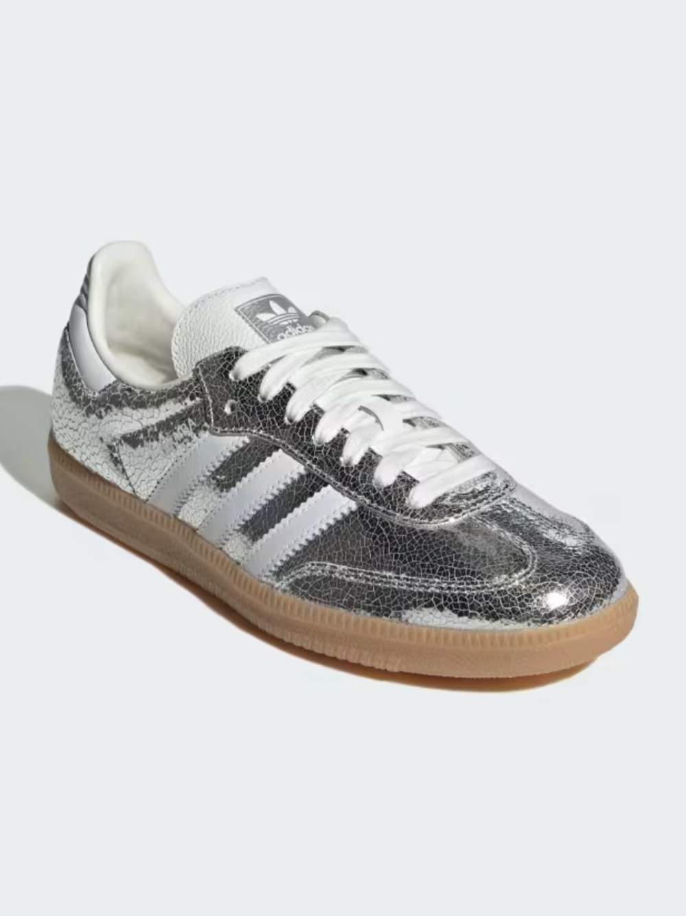 adidas Women's Silver Metallic Samba with Gum Sole